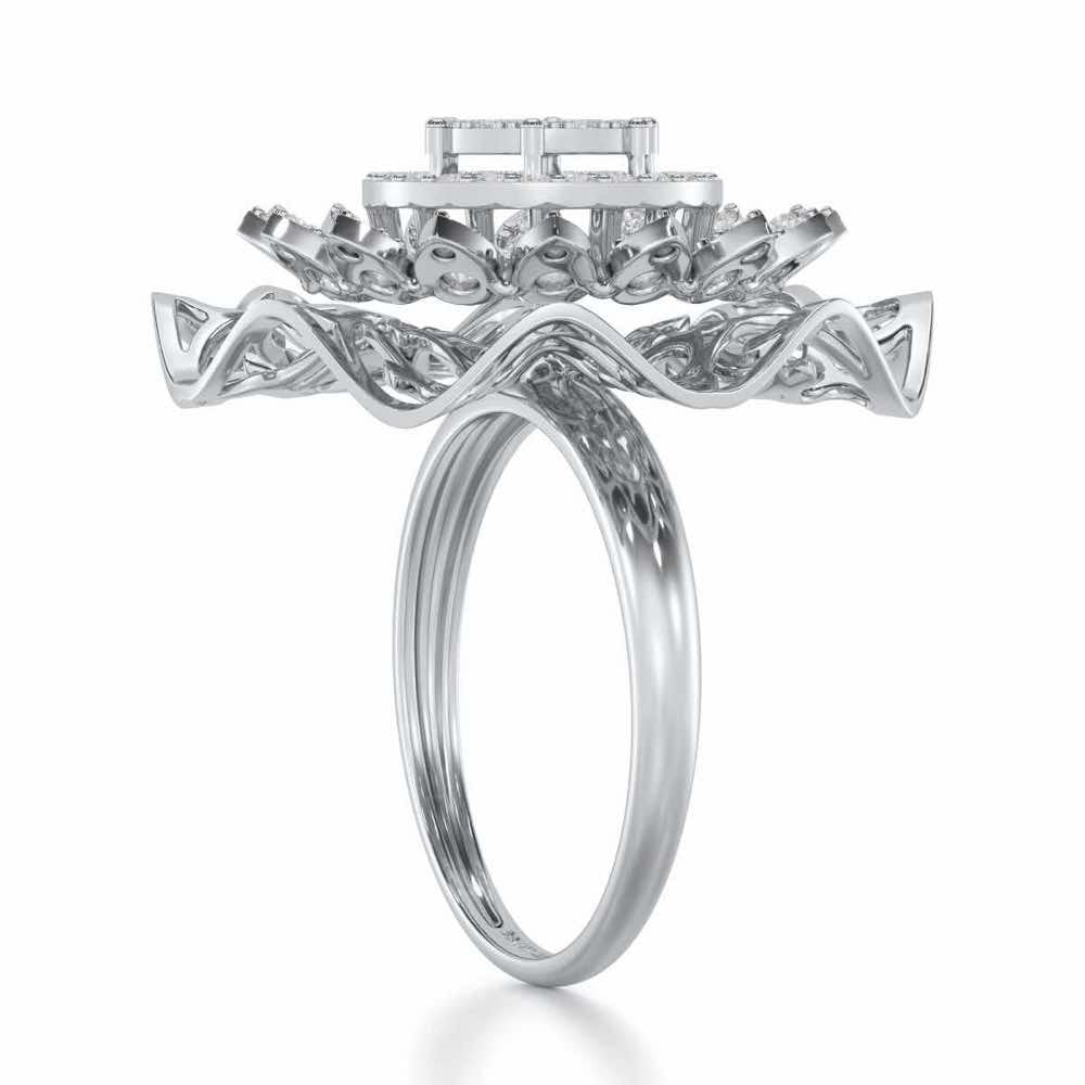 Radiant Pinnacle Silver Ring - White Gold - Image 3