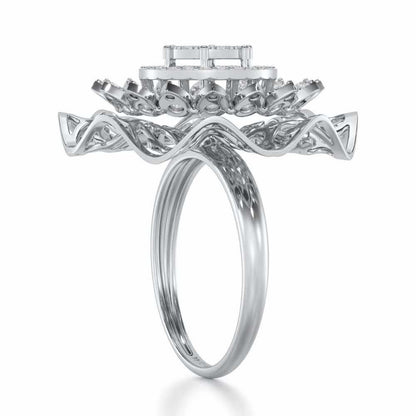 Radiant Pinnacle Silver Ring - White Gold - Image 3