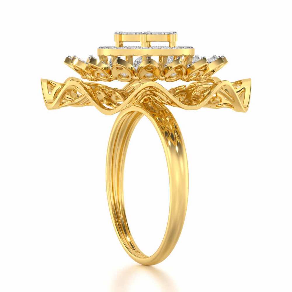 Radiant Pinnacle Silver Ring - Yellow Gold - Image 3