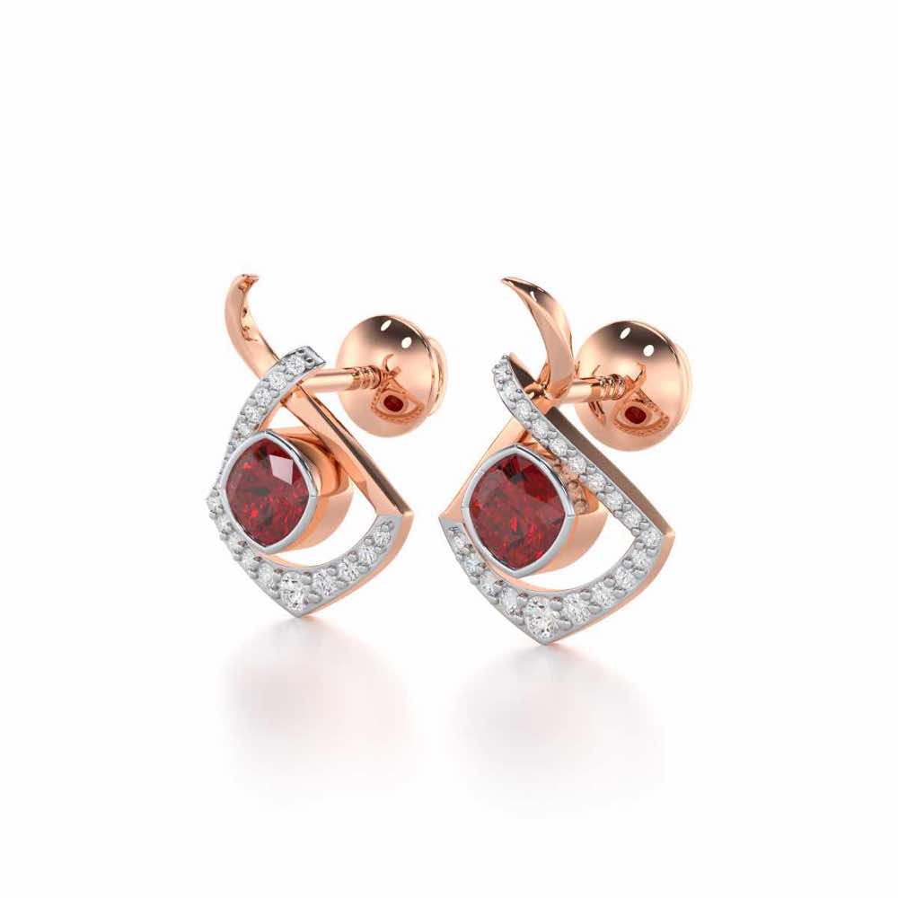 Radiant Rapture Garnet Silver Earrings - Rose Gold - Image 3