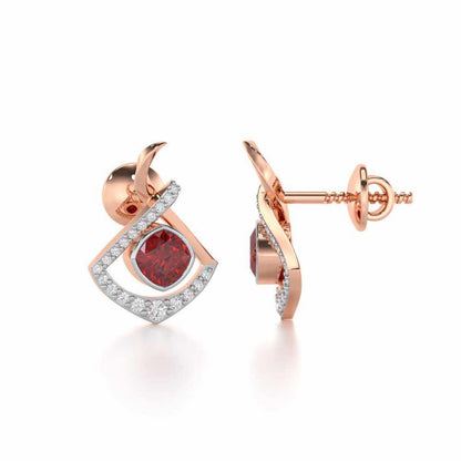 Radiant Rapture Garnet Silver Earrings - Rose Gold - Image 4
