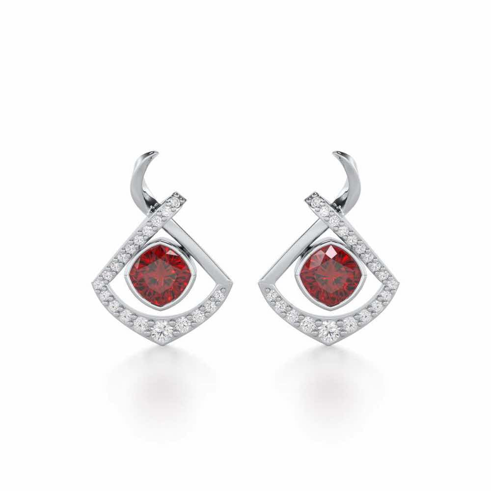 Radiant Rapture Garnet Silver Earrings - White Gold - Image 1