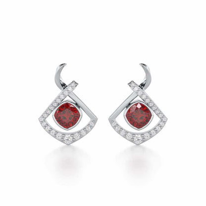 Radiant Rapture Garnet Silver Earrings - White Gold - Image 1