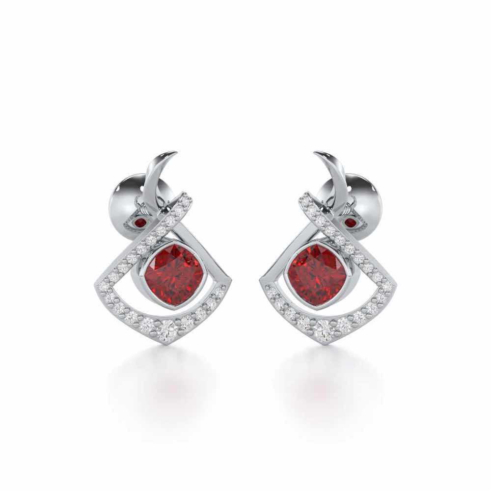 Radiant Rapture Garnet Silver Earrings - White Gold - Image 2