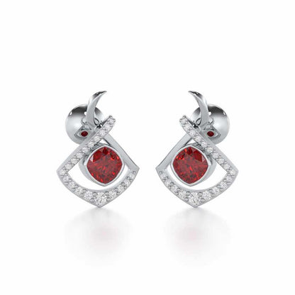 Radiant Rapture Garnet Silver Earrings - White Gold - Image 2