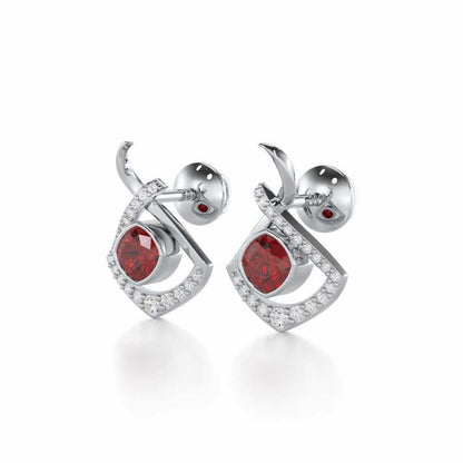Radiant Rapture Garnet Silver Earrings - White Gold - Image 3