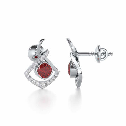 Radiant Rapture Garnet Silver Earrings - White Gold - Image 4