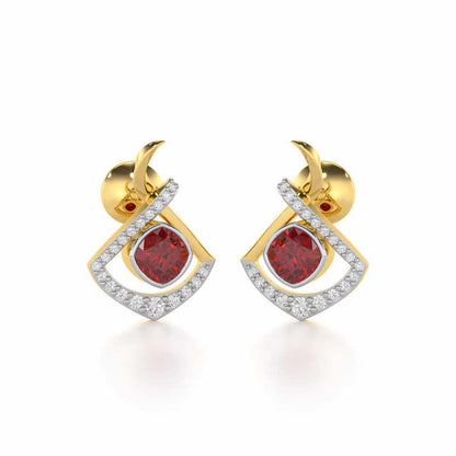 Radiant Rapture Garnet Silver Earrings - Yellow Gold - Image 2