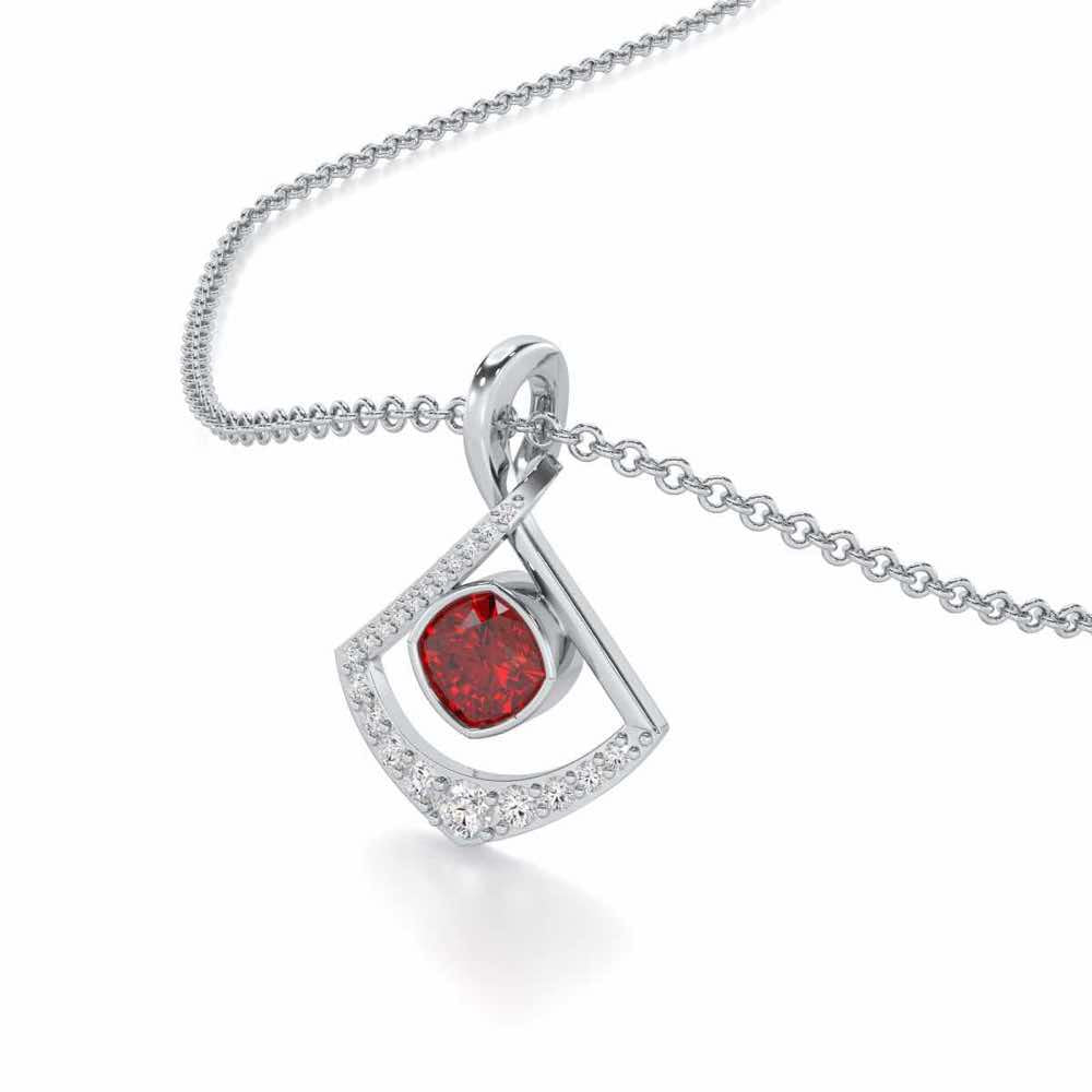 Radiant Rapture Garnet Silver Pendant - White Gold - Image 1