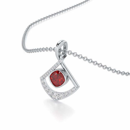 Radiant Rapture Garnet Silver Pendant - White Gold - Image 1
