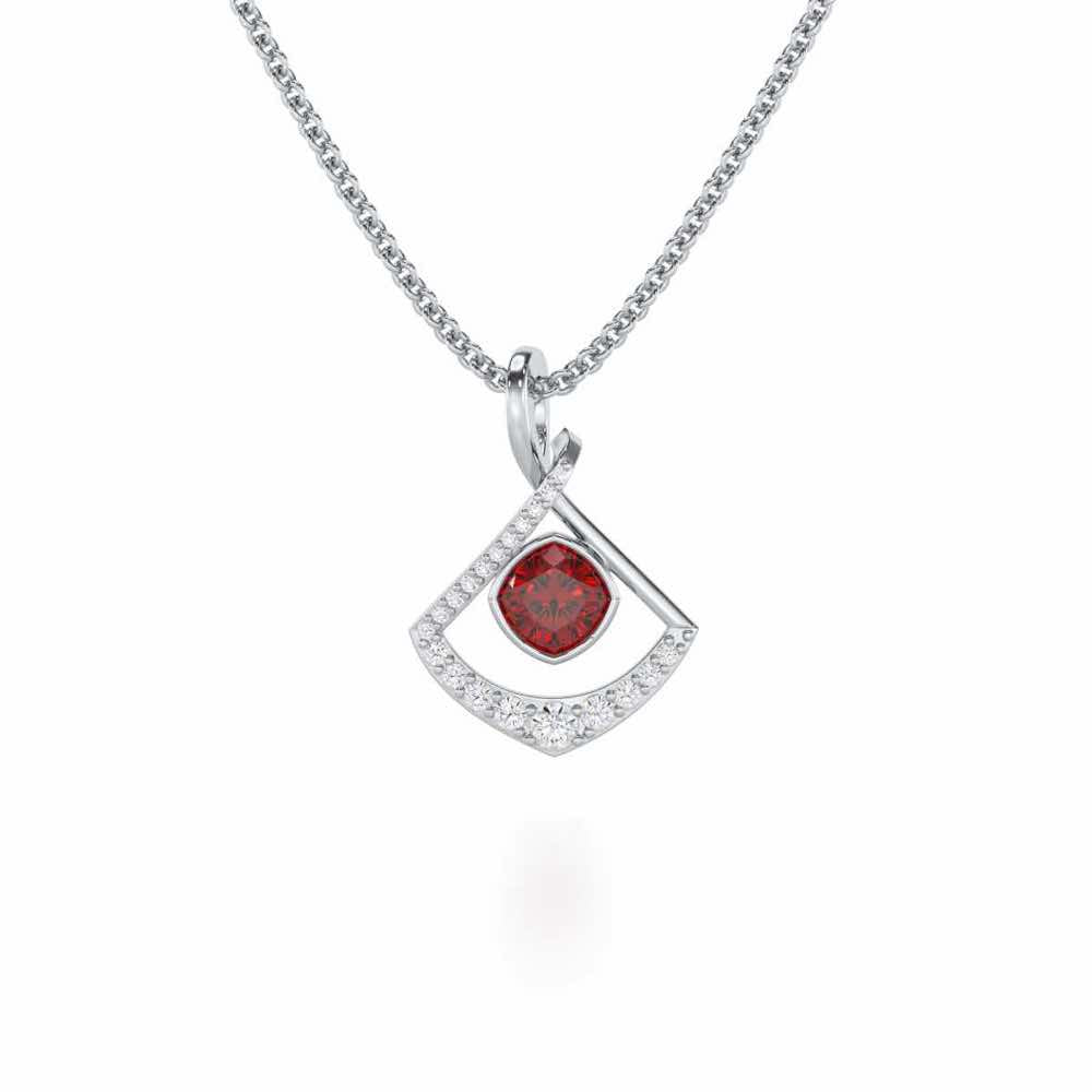Radiant Rapture Garnet Silver Pendant - White Gold - Image 2