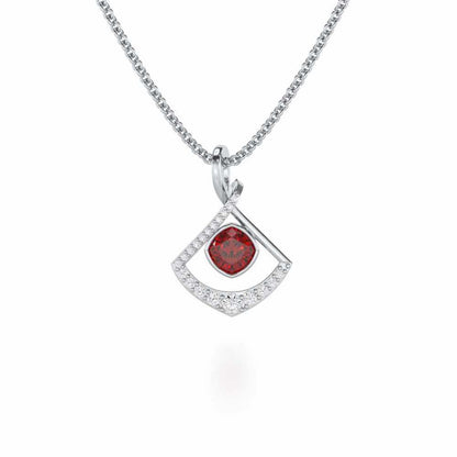 Radiant Rapture Garnet Silver Pendant - White Gold - Image 2