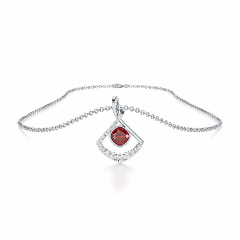 Radiant Rapture Garnet Silver Pendant - White Gold - Image 3