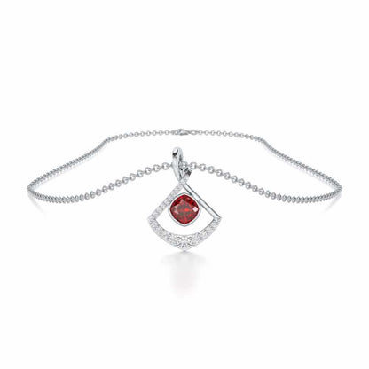 Radiant Rapture Garnet Silver Pendant - White Gold - Image 3