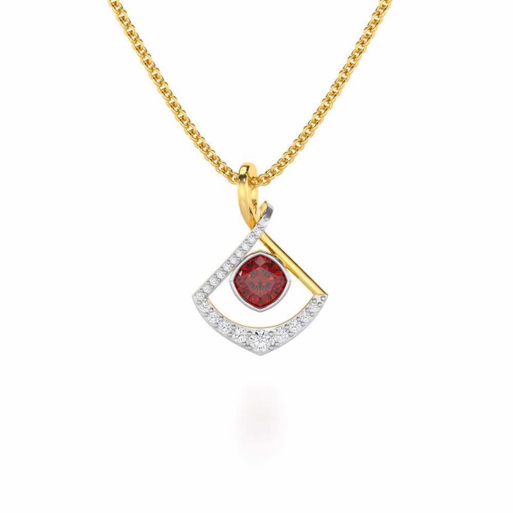 Radiant Rapture Garnet Silver Pendant - Yellow Gold - Image 2