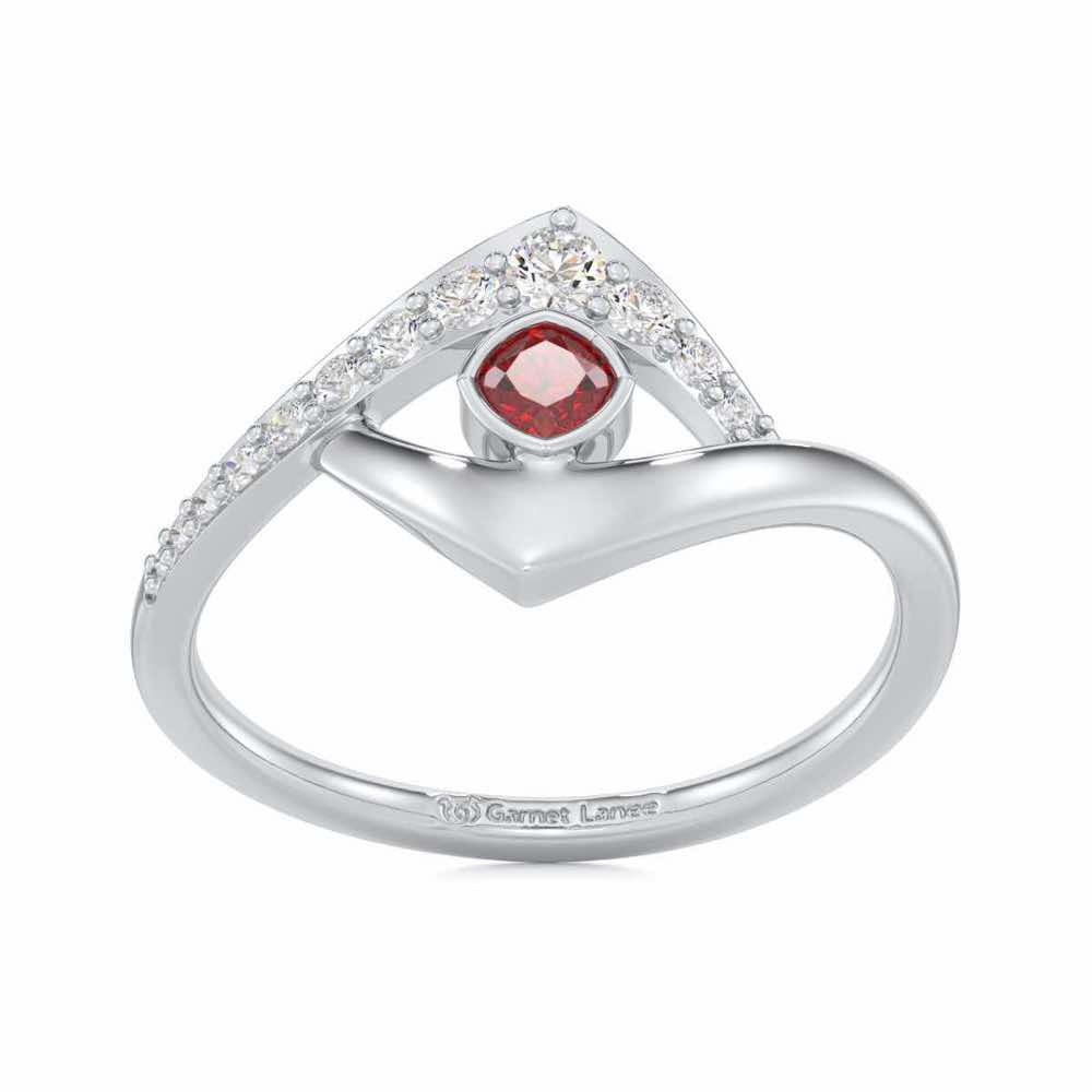Radiant Rapture Garnet Silver Rings - White Gold - Image 2