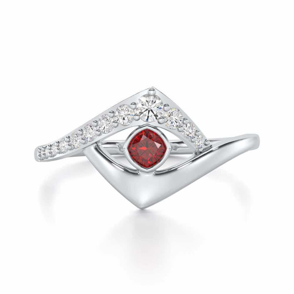 Radiant Rapture Garnet Silver Rings - White Gold - Image 5