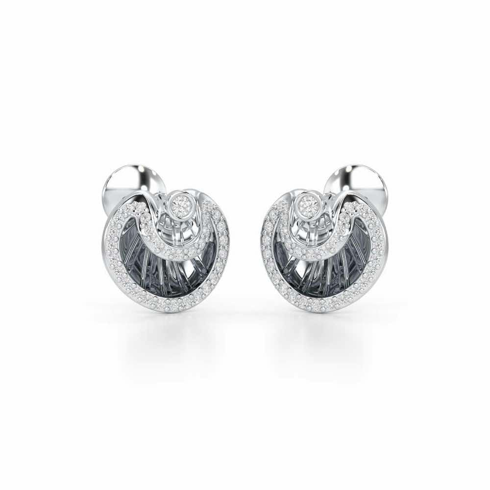 Radiant Rays Silver Earrings - White Gold - Image 2