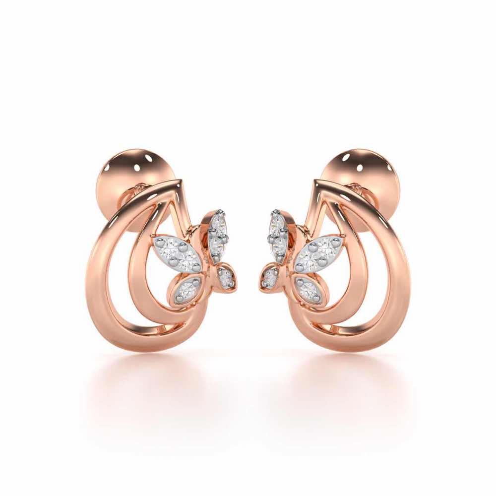 Radiant Reverence Silver Stud Earrings - Rose Gold - Image 1