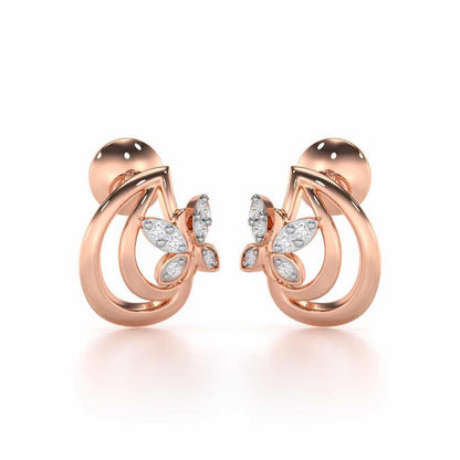 Radiant Reverence Silver Stud Earrings - Rose Gold - Image 1