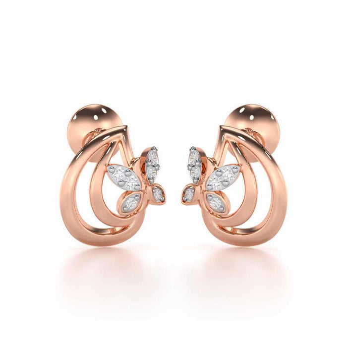 Radiant Reverence Silver Stud Earrings - Rose Gold - Image 1