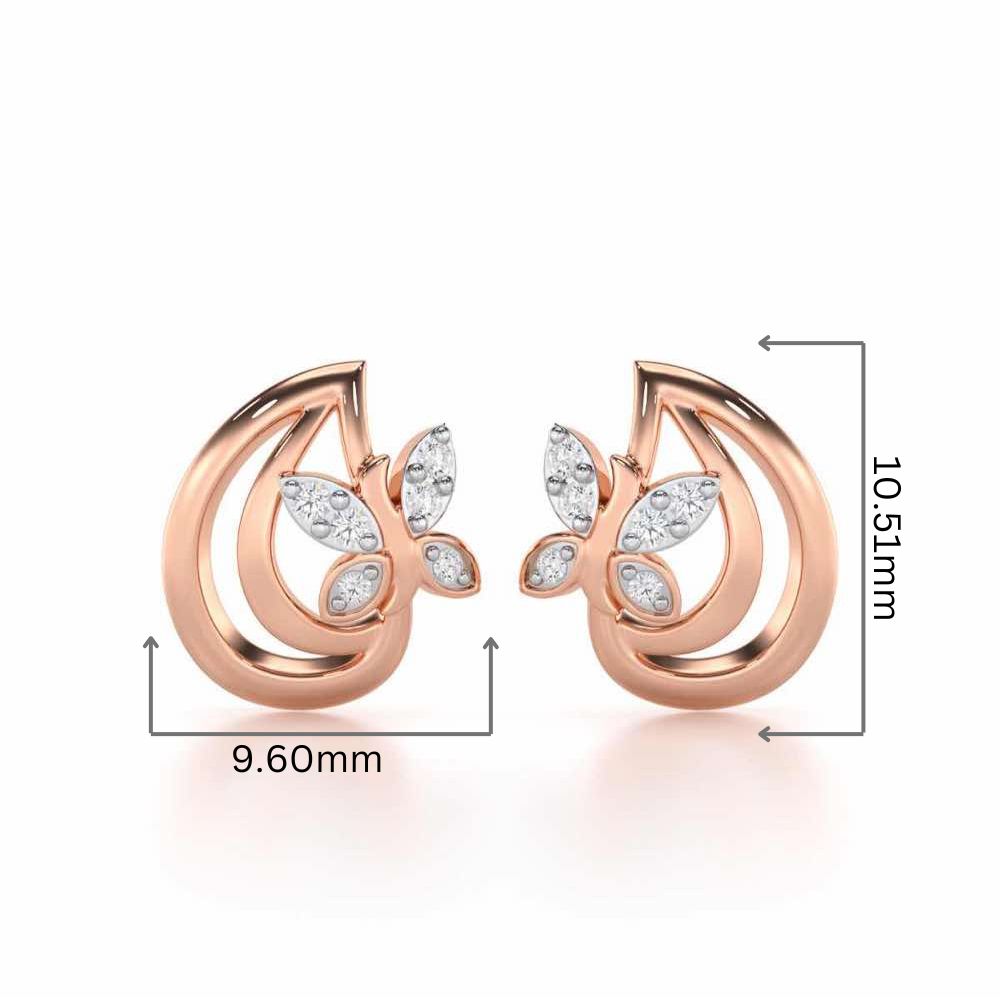 Radiant Reverence Silver Stud Earrings - Rose Gold - Image 2