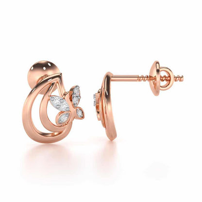 Radiant Reverence Silver Stud Earrings - Rose Gold - Image 4