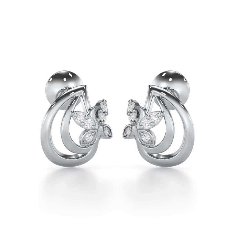 Radiant Reverence Silver Stud Earrings - White Gold - Image 1