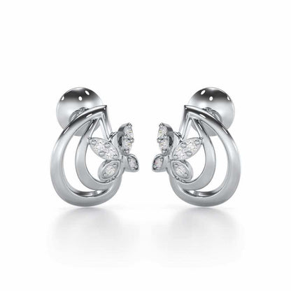 Radiant Reverence Silver Stud Earrings - White Gold - Image 1