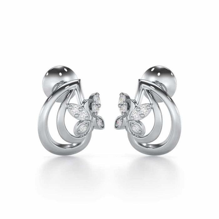 Radiant Reverence Silver Stud Earrings - White Gold - Image 1