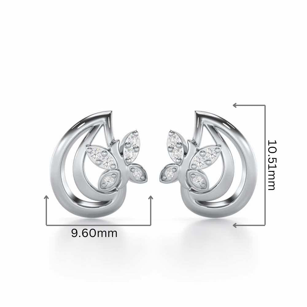 Radiant Reverence Silver Stud Earrings - White Gold - Image 2