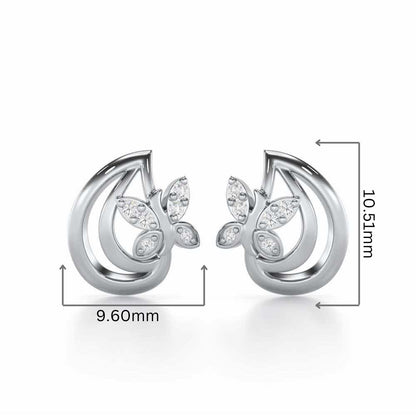 Radiant Reverence Silver Stud Earrings - White Gold - Image 2