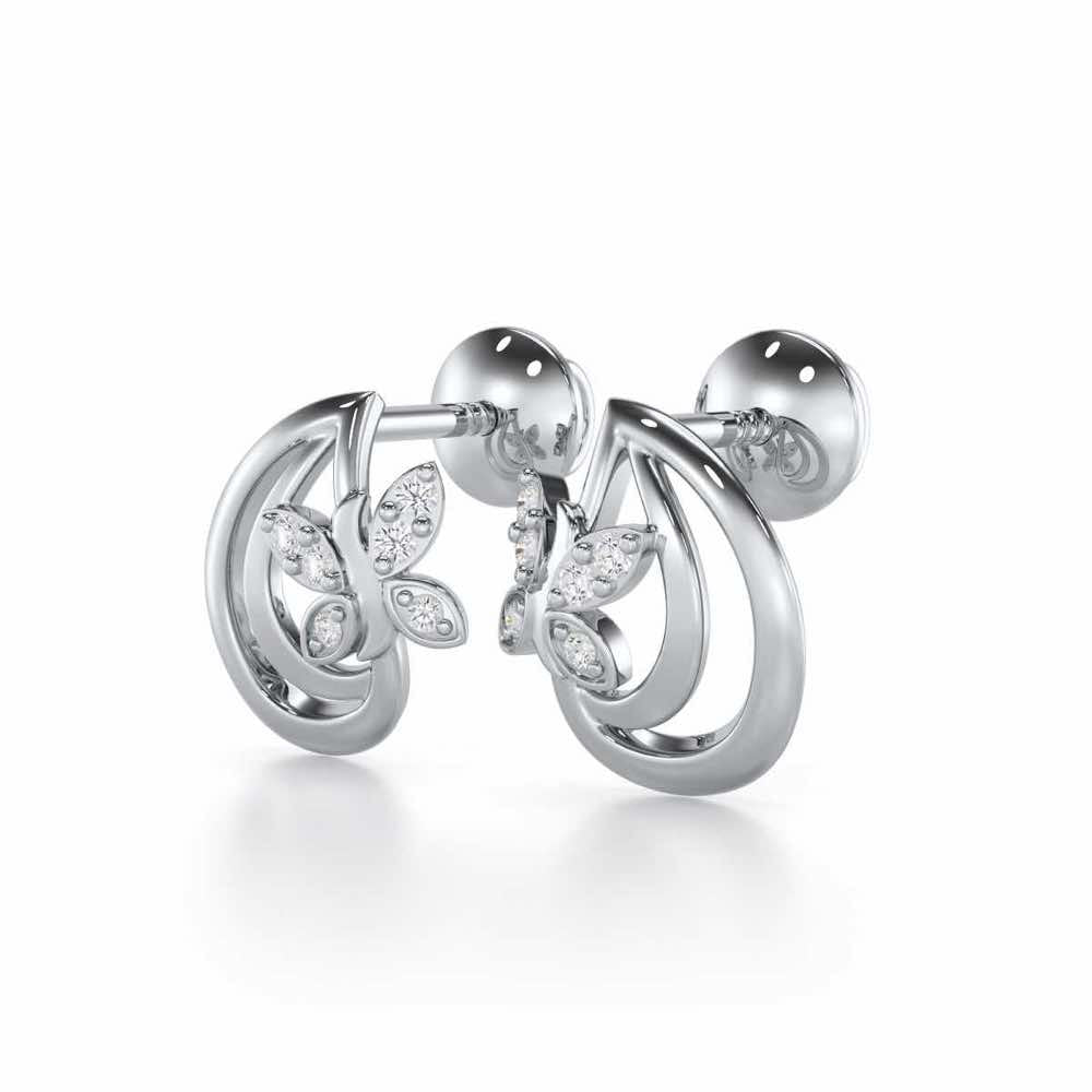 Radiant Reverence Silver Stud Earrings - White Gold - Image 3