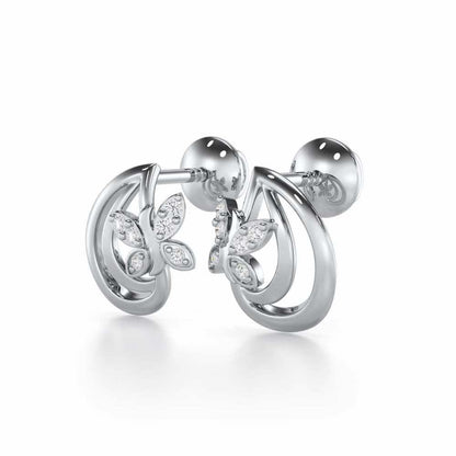 Radiant Reverence Silver Stud Earrings - White Gold - Image 3