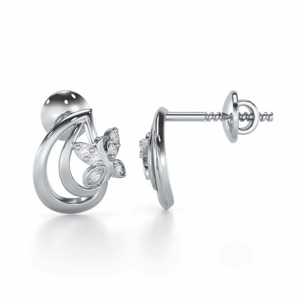 Radiant Reverence Silver Stud Earrings - White Gold - Image 4