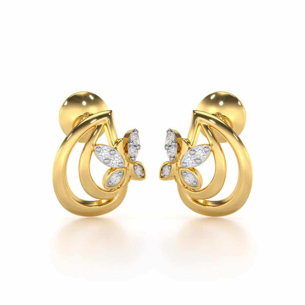 Radiant Reverence Silver Stud Earrings - Yellow Gold - Image 1