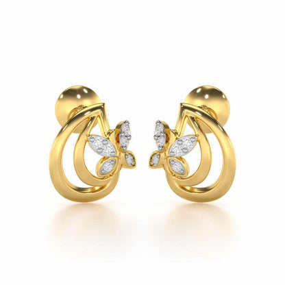 Radiant Reverence Silver Stud Earrings - Yellow Gold - Image 1