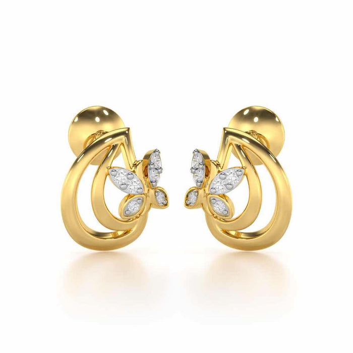 Radiant Reverence Silver Stud Earrings - Yellow Gold - Image 1