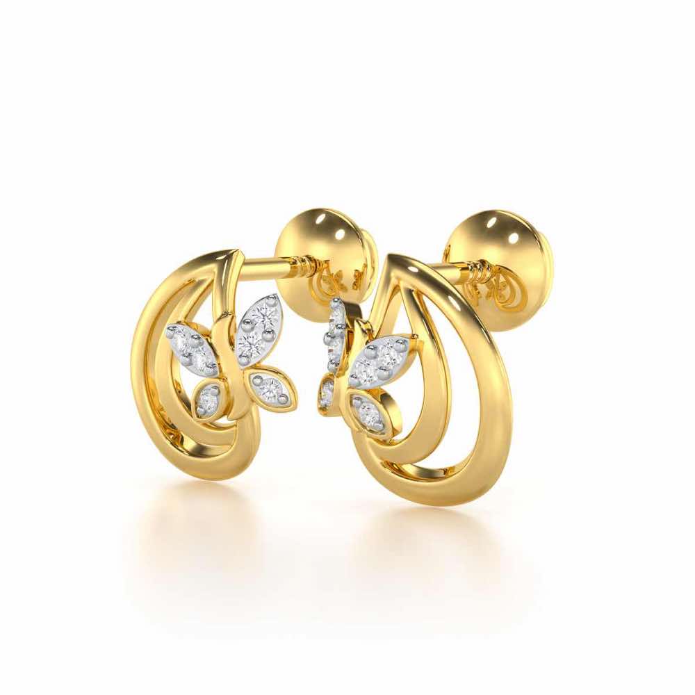 Radiant Reverence Silver Stud Earrings - Yellow Gold - Image 3