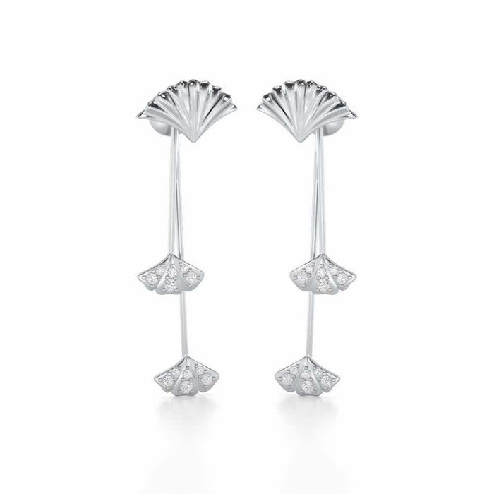 Radiant Rhapsody Silver Drop Earrings - White Gold - Image 1