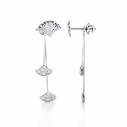 Radiant Rhapsody Silver Drop Earrings - White Gold - Image 4