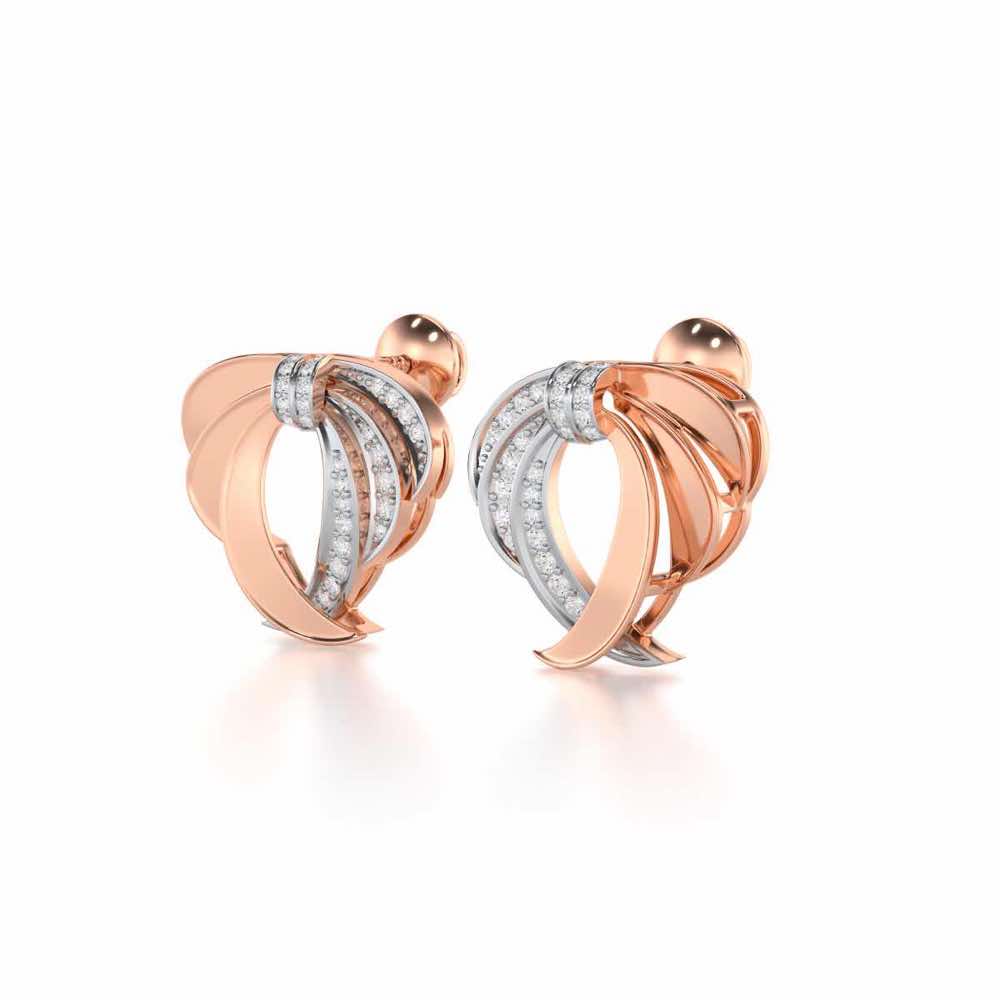 Radiant Ruffle Silver Earrings - Rose Gold - Image 3