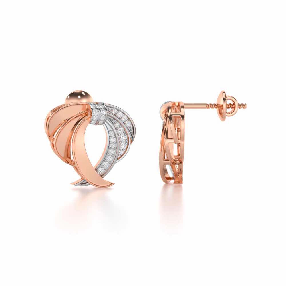 Radiant Ruffle Silver Earrings - Rose Gold - Image 4