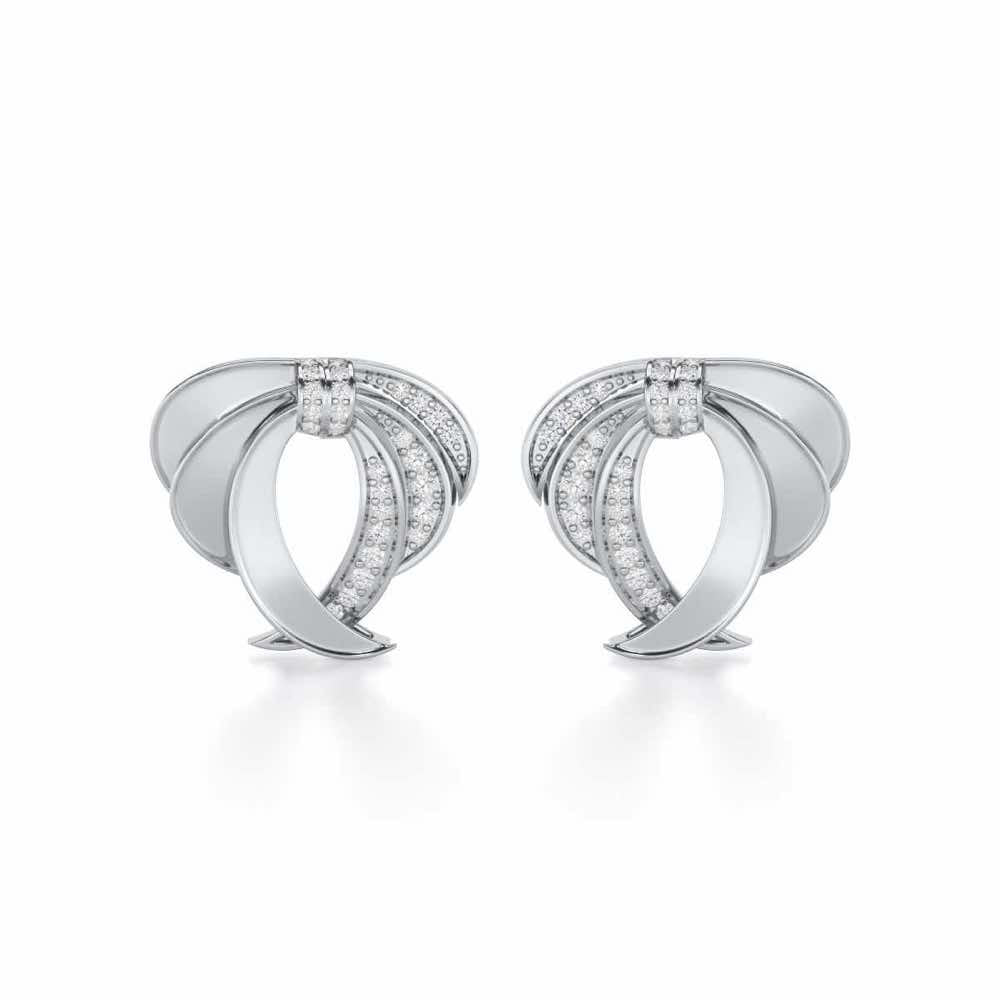 Radiant Ruffle Silver Earrings - White Gold - Image 1