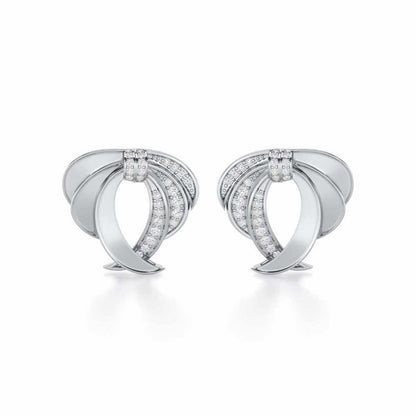 Radiant Ruffle Silver Earrings - White Gold - Image 1