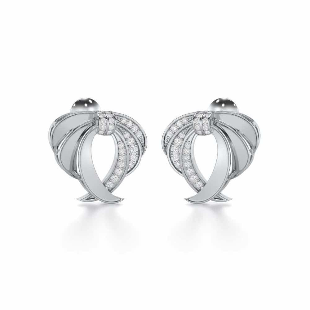 Radiant Ruffle Silver Earrings - White Gold - Image 2