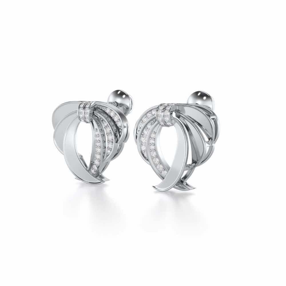 Radiant Ruffle Silver Earrings - White Gold - Image 3