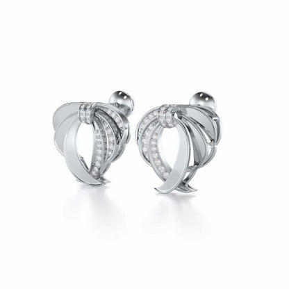 Radiant Ruffle Silver Earrings - White Gold - Image 3