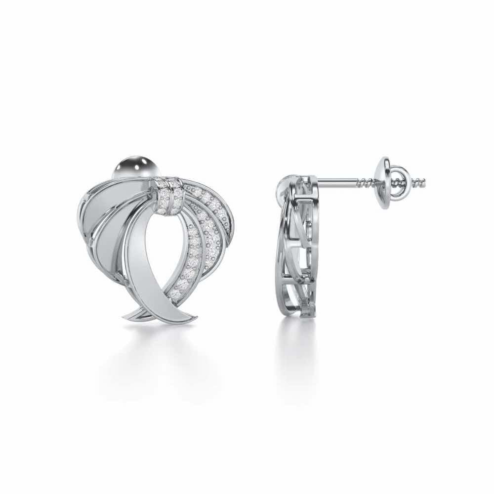 Radiant Ruffle Silver Earrings - White Gold - Image 4