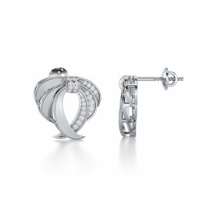 Radiant Ruffle Silver Earrings - White Gold - Image 4